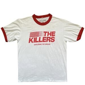 The Killers Imploding The Mirage 2022 Tour Ringer T-shirt XL White Red Cotton